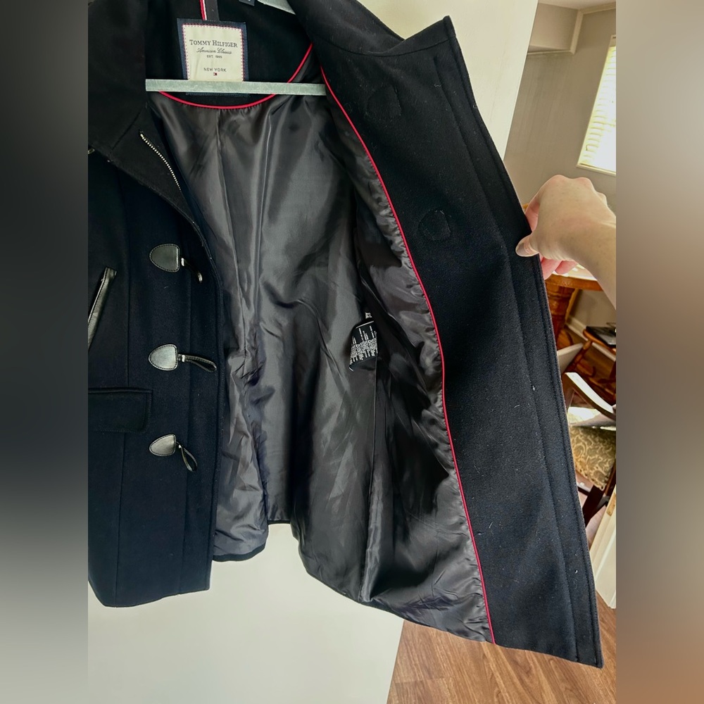 TOMMY HILFIGER Wool Duffle Coat Toggle Military Academia Winter Overcoat Size M - Picture 6 of 15